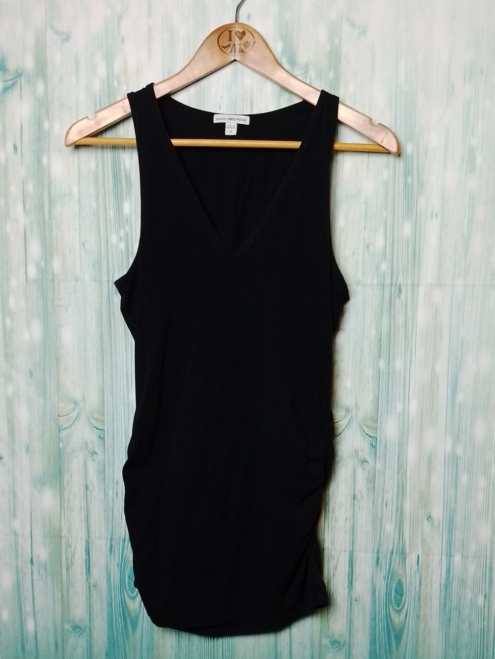 James Perse sleeveless v neck ruched sides tunic Black Size 3